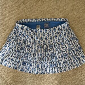 Lucky in Love Blue & White Pleated Mini Skirt